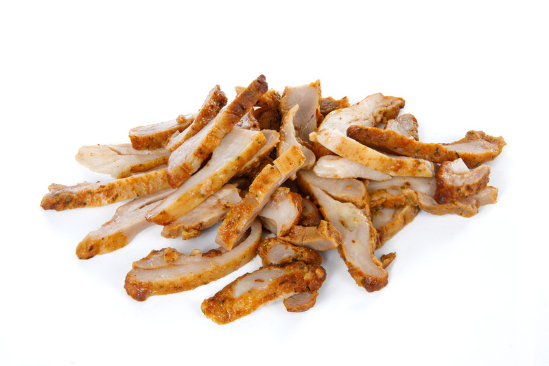 Roasted chicken thigh meat strips Kebab, 6 mm
